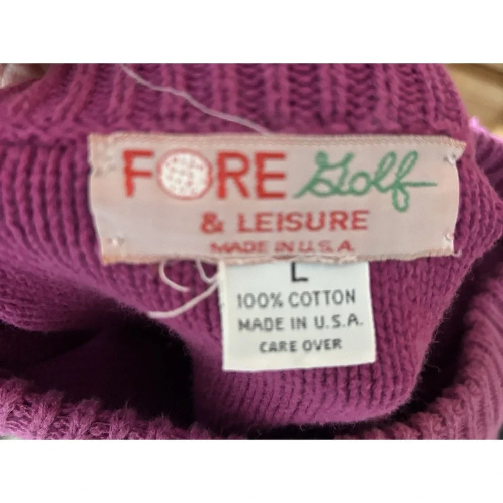 Vintage Fore Golf & Leisure Mens L Crew Neck Sweater Golfer Front Pattern Cotton